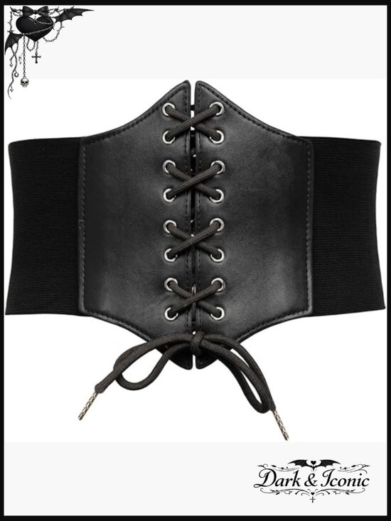 Lace-up Cinch Belt Tied Corset Elastic Waist Belt with Snap Closure